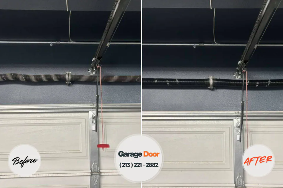 Before and after: garage door repair Mandeville, LA